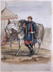 Portret generała Clersa, byłego dowódcy Żuawów, z albumu obrazów i szkiców znanego jako "Krym Cadogana", 1854-56.